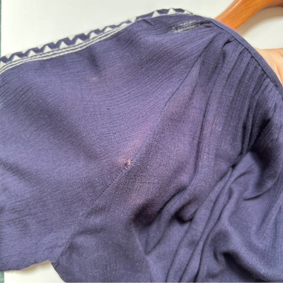 Heartloom Anthropologie Navy & White Embroidered Boho Button Romper, Size Medium - Picture 11 of 11